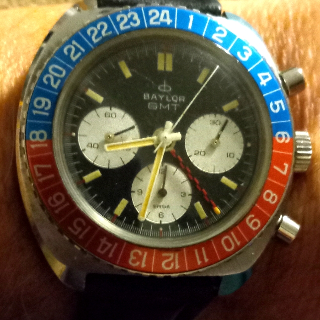 Vintage 70s Baylor Gmt Pepsi Watch
